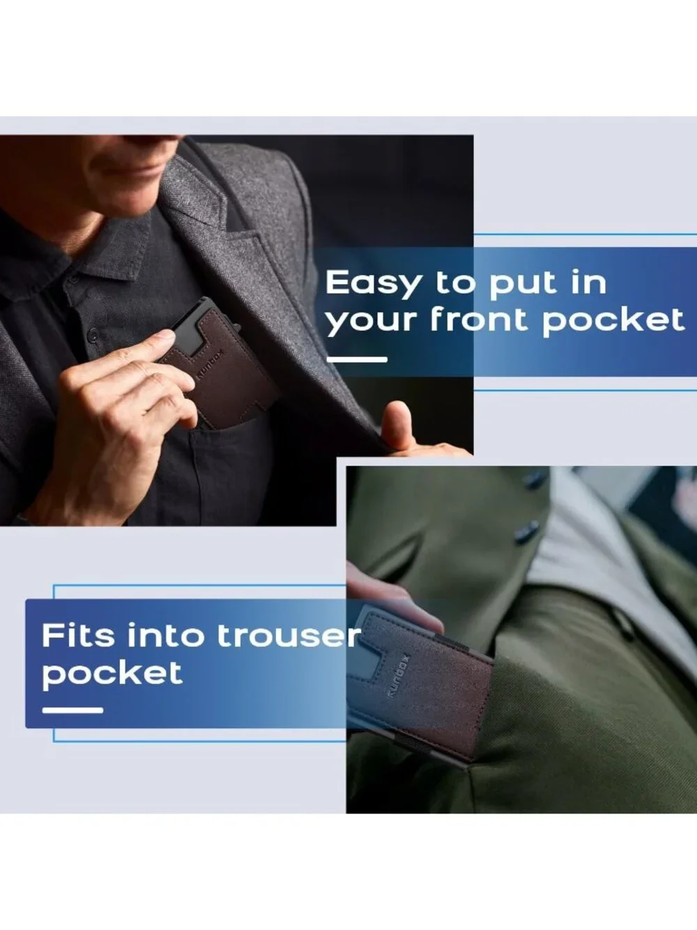 〽️Men Mocha Slim 6+6 Card Holder Minimalist RFID Blocking Wallet Pop-Up Function